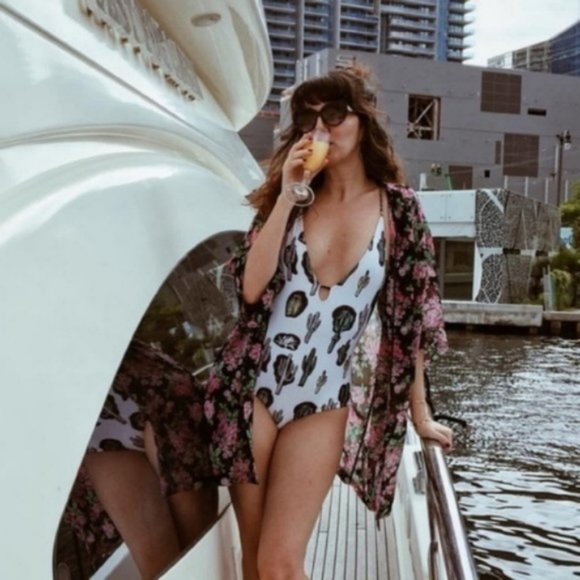 SALE Motel Cactus Plunge Strappy Back Scoop Plunge - Picture 2 of 8